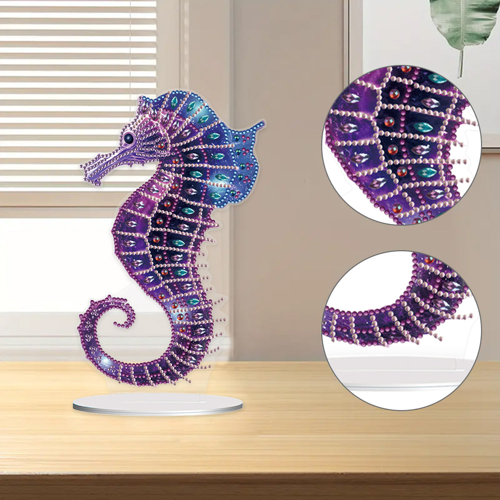 5D Diamond Painting Desktop Ornament for Home Office Desktop Decor (Seahorse)