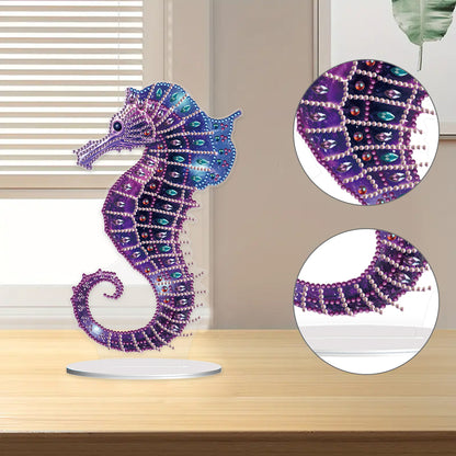 5D Diamond Painting Desktop Ornament for Home Office Desktop Decor (Seahorse)