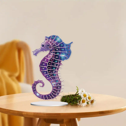 5D Diamond Painting Desktop Ornament for Home Office Desktop Decor (Seahorse)