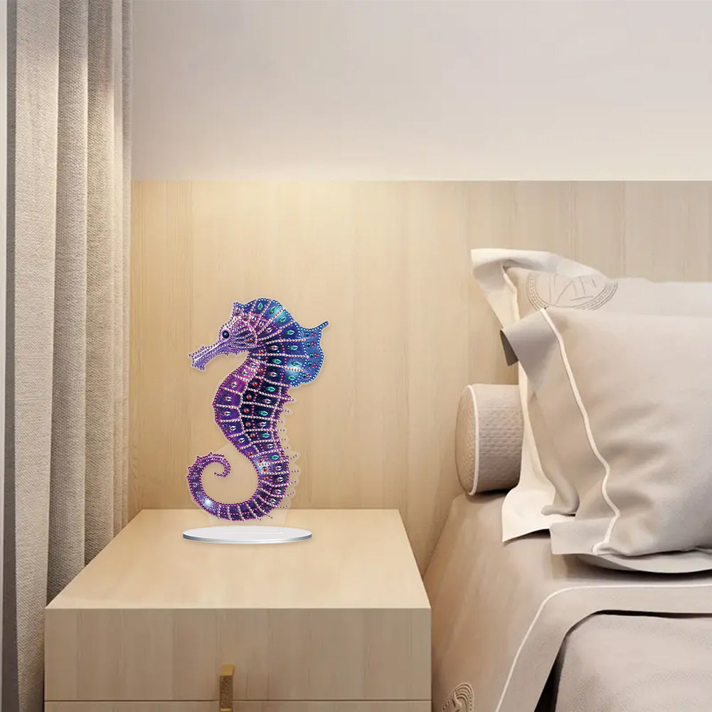 5D Diamond Painting Desktop Ornament for Home Office Desktop Decor (Seahorse)