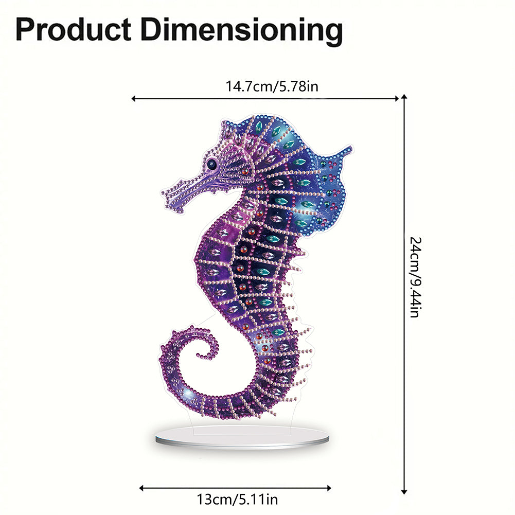 5D Diamond Painting Desktop Ornament for Home Office Desktop Decor (Seahorse)