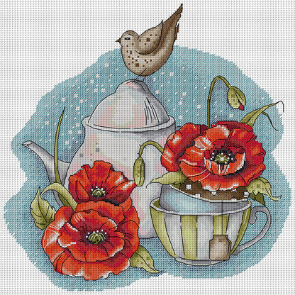 Flower Story - 14CT Stamped Cross Stitch 37*37CM(Joy Sunday)