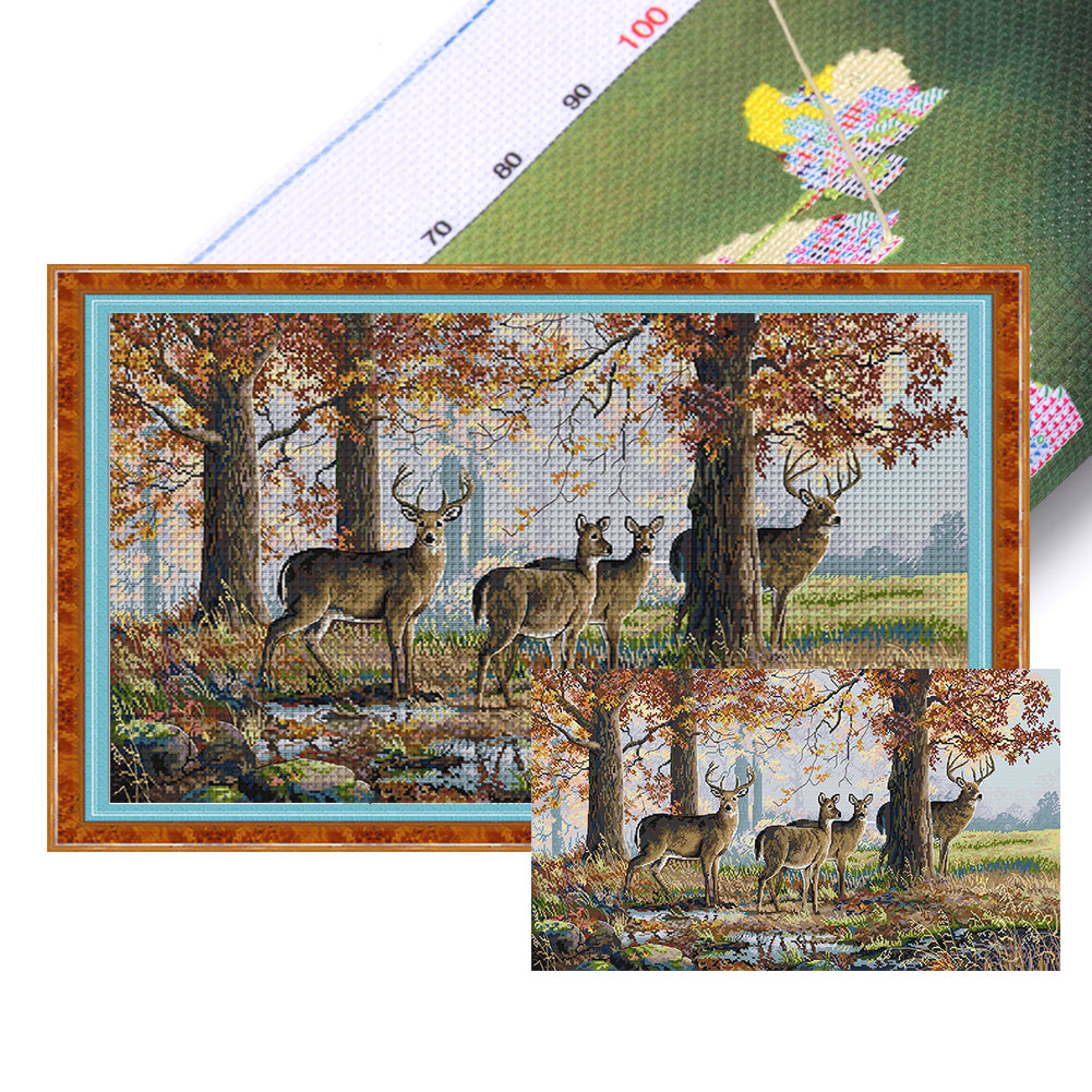 Under Oak Tree - 11CT Stamped Cross Stitch 99*56CM(Joy Sunday)