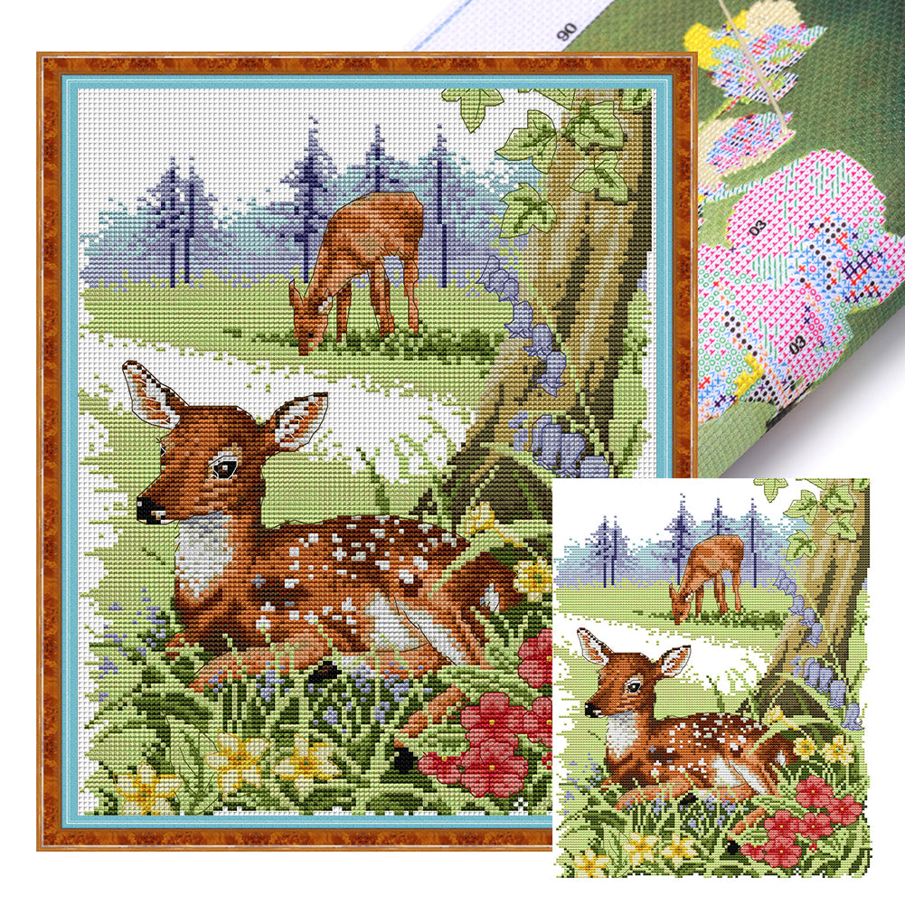 Deer - 11CT Stamped Cross Stitch 37*46CM(Joy Sunday)