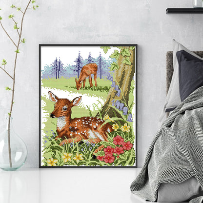 Deer - 11CT Stamped Cross Stitch 37*46CM(Joy Sunday)