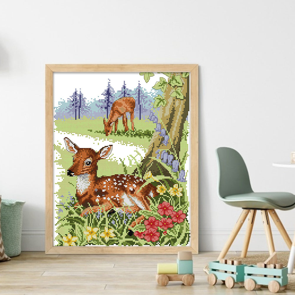 Deer - 11CT Stamped Cross Stitch 37*46CM(Joy Sunday)