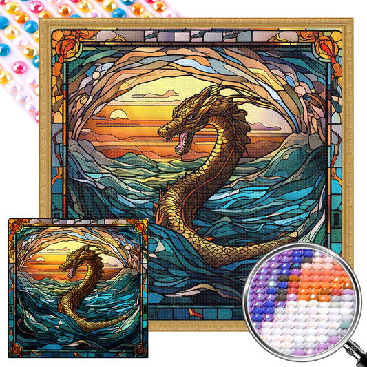 Dragon In Mural - Full AB Round Drill Diamond Painting 40*40CM