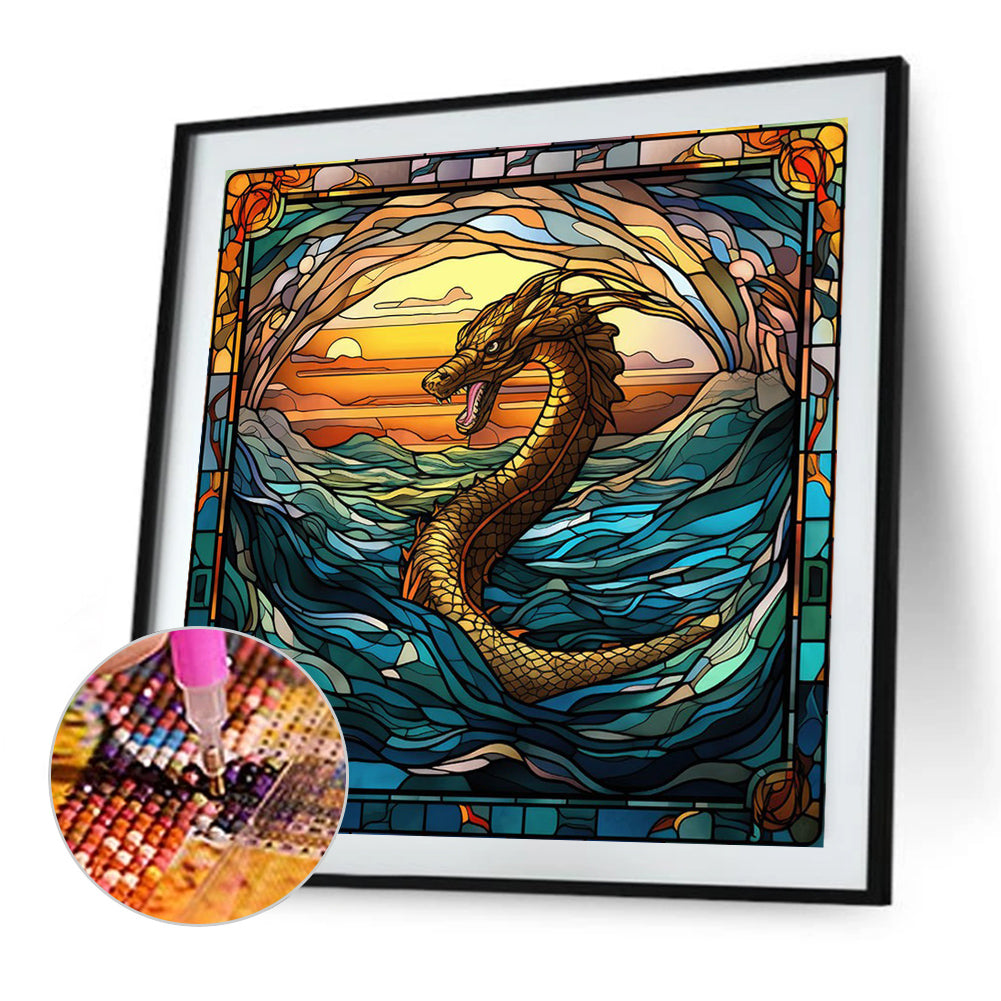 Dragon In Mural - Full AB Round Drill Diamond Painting 40*40CM