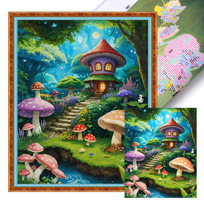 Mushroom Hut - 16CT Stamped Cross Stitch 40*50CM