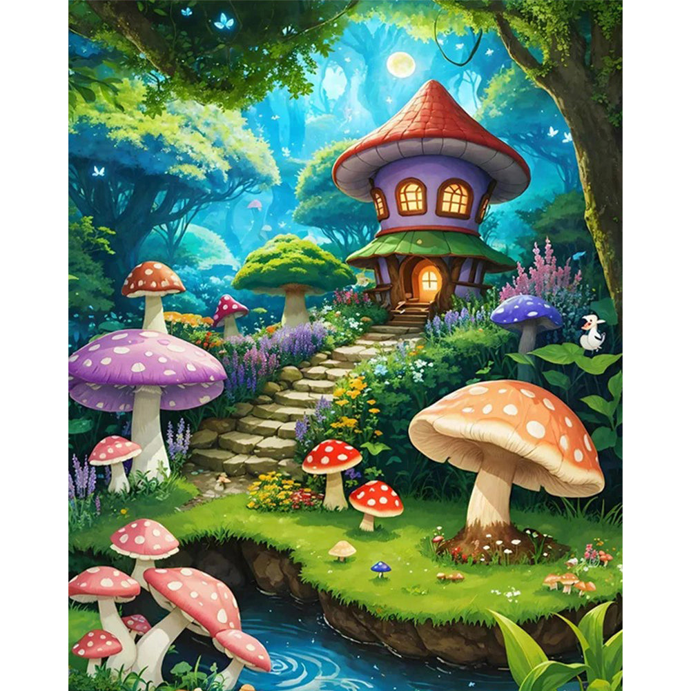 Mushroom Hut - 16CT Stamped Cross Stitch 40*50CM