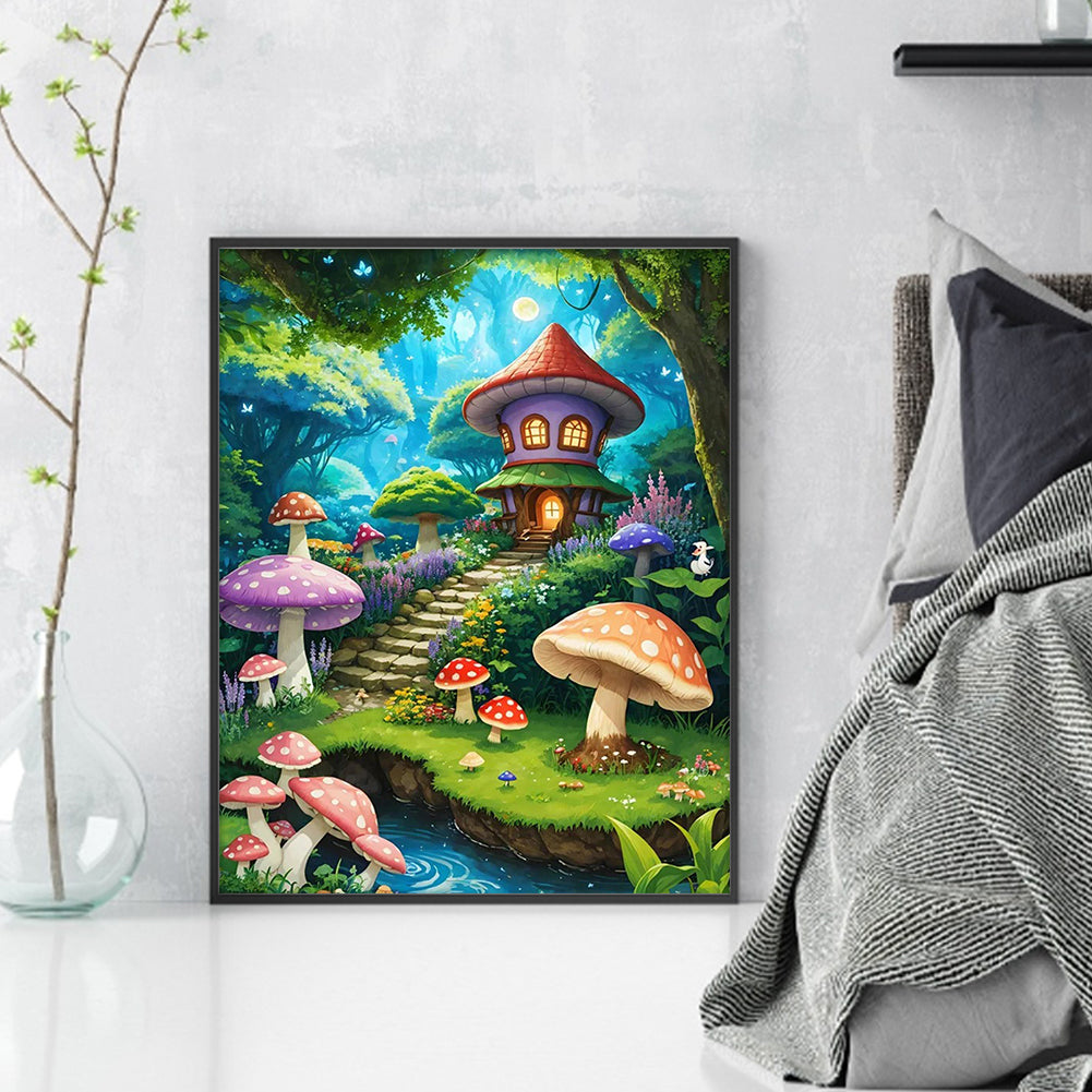 Mushroom Hut - 16CT Stamped Cross Stitch 40*50CM