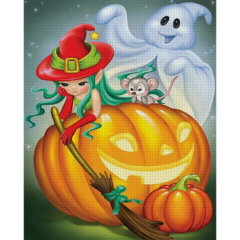 Pumpkin Ghost - 11CT Stamped Cross Stitch 40*50CM