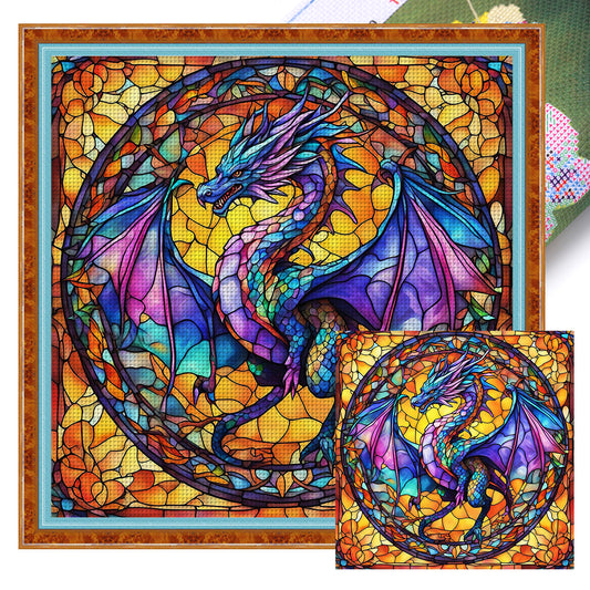 Glass Painting-Pterosaur - 14CT Stamped Cross Stitch 40*40CM