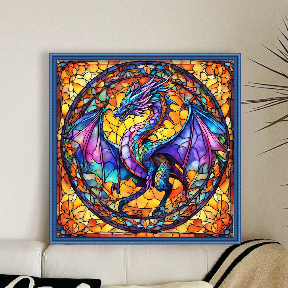 Glass Painting-Pterosaur - 14CT Stamped Cross Stitch 40*40CM