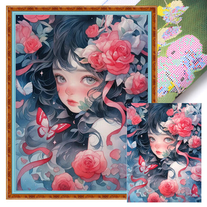 Rose Girl - 11CT Stamped Cross Stitch 40*56CM