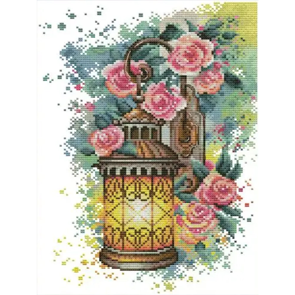 Rose Wall Sconce - 14CT Stamped Cross Stitch 27*36CM(Joy Sunday)