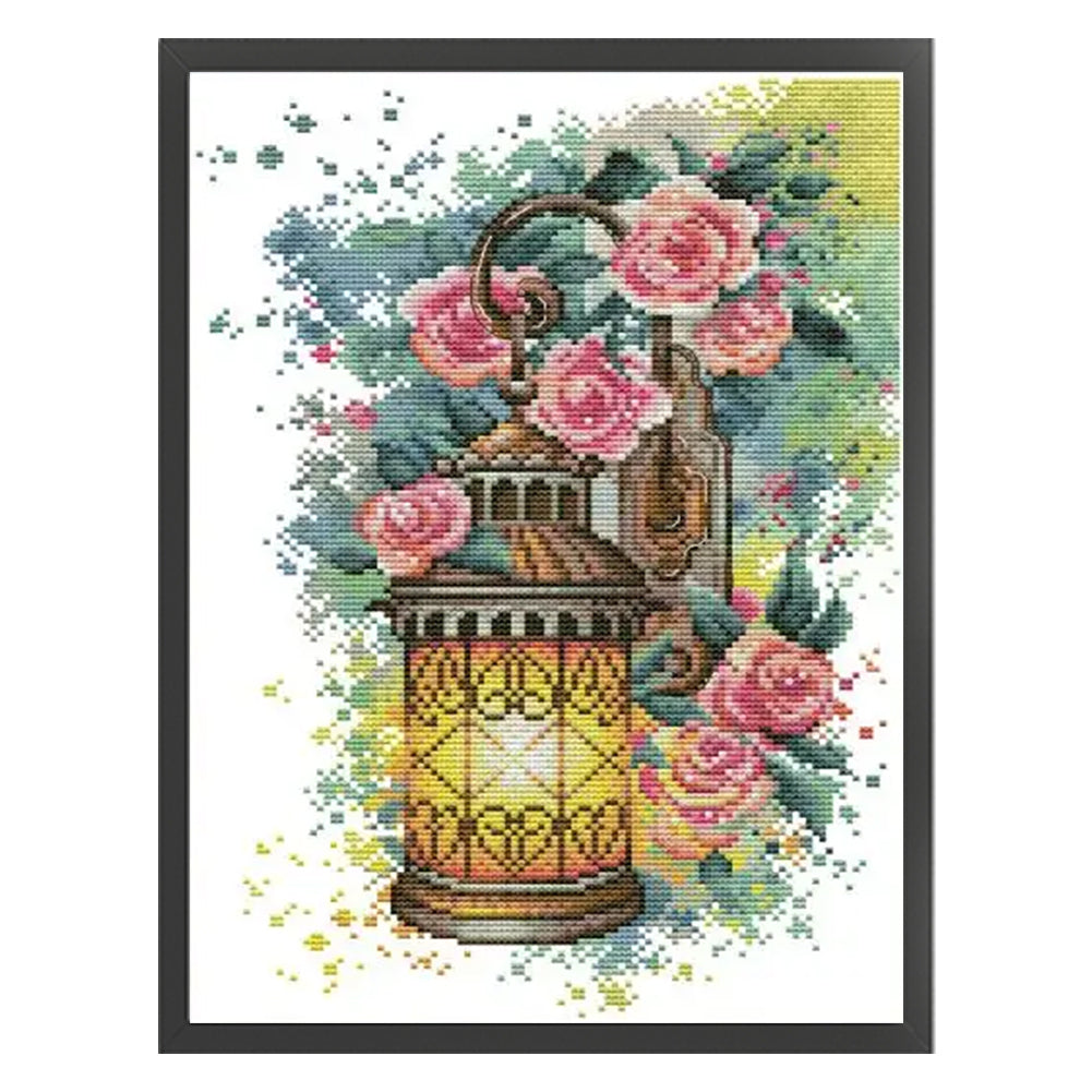 Rose Wall Sconce - 14CT Stamped Cross Stitch 27*36CM(Joy Sunday)