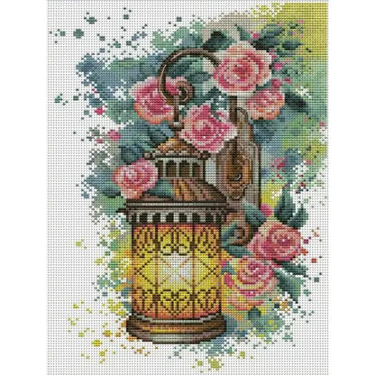 Rose Wall Sconce - 14CT Stamped Cross Stitch 27*36CM(Joy Sunday)