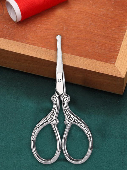 Vintage European Style Scissors Embroidery Scissor 9x4.6cm (Sliver Round Head)