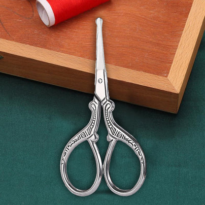 Vintage European Style Scissors Embroidery Scissor 9x4.6cm (Sliver Round Head)