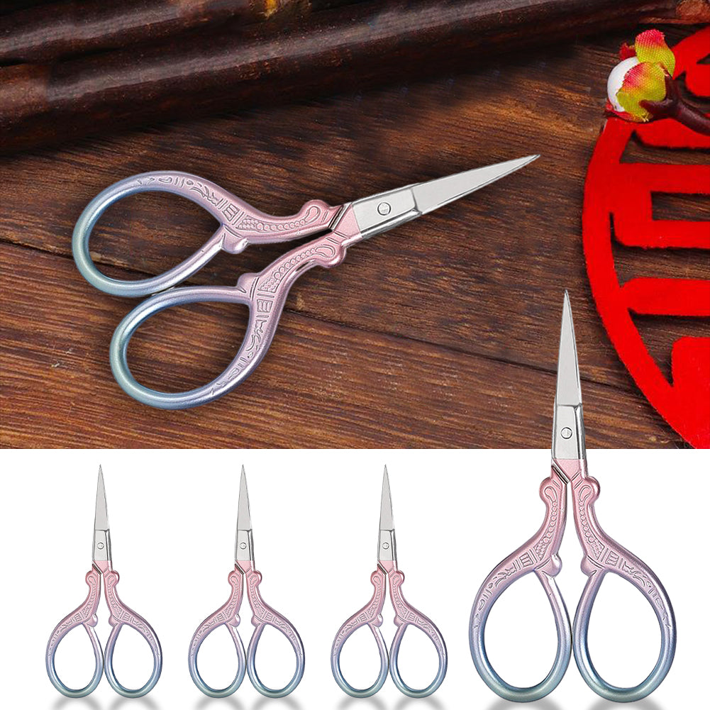 Vintage European Style Scissor Embroidery Scissor 9x4.6cm(Pink Green Sharp Head)