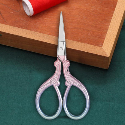 Vintage European Style Scissor Embroidery Scissor 9x4.6cm(Pink Green Sharp Head)