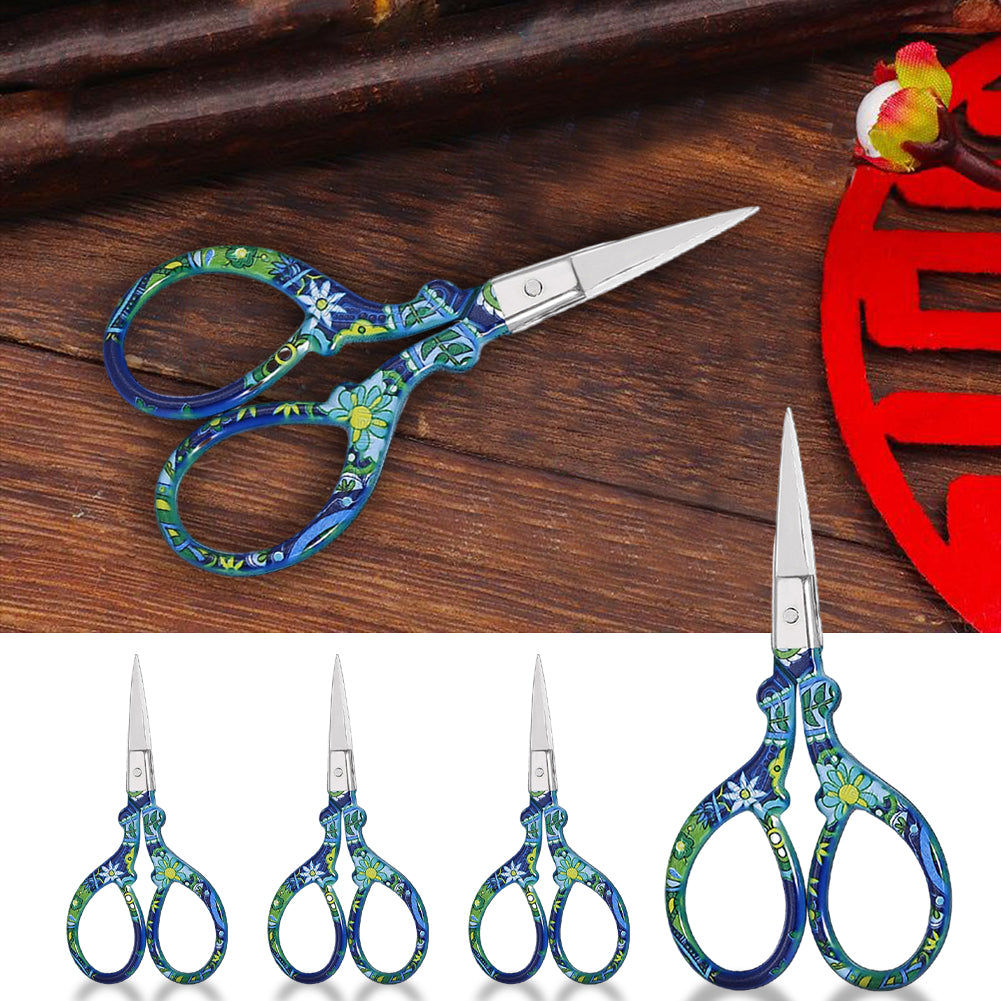 Vintage European Style Scissors Embroidery Scissor 9x4.6cm (Blue Sharp Head)