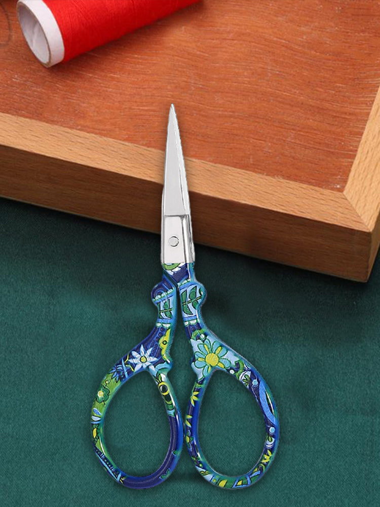 Vintage European Style Scissors Embroidery Scissor 9x4.6cm (Blue Sharp Head)