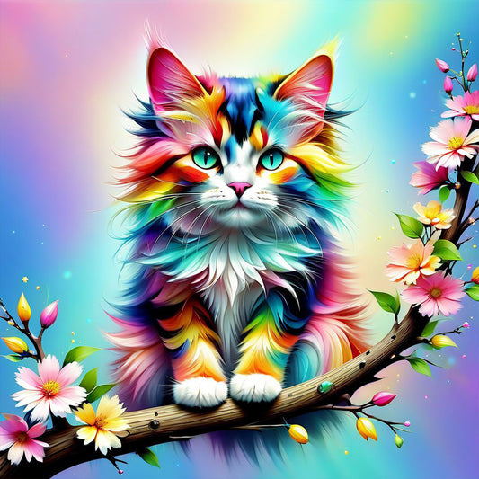 Colorful Cat - Full Round Drill Diamond Painting 30*30CM