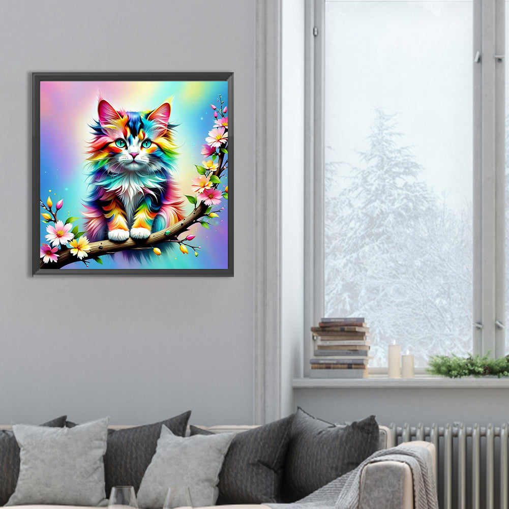 Colorful Cat - Full Round Drill Diamond Painting 30*30CM