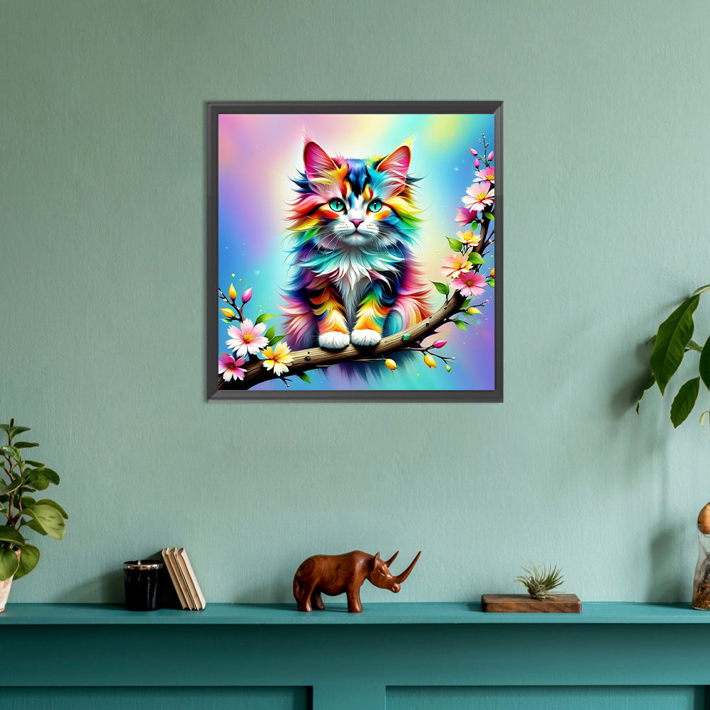 Colorful Cat - Full Round Drill Diamond Painting 30*30CM