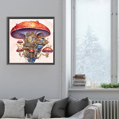 Steampunk Mushroom House - Full Round Drill Diamond Painting 30*30CM