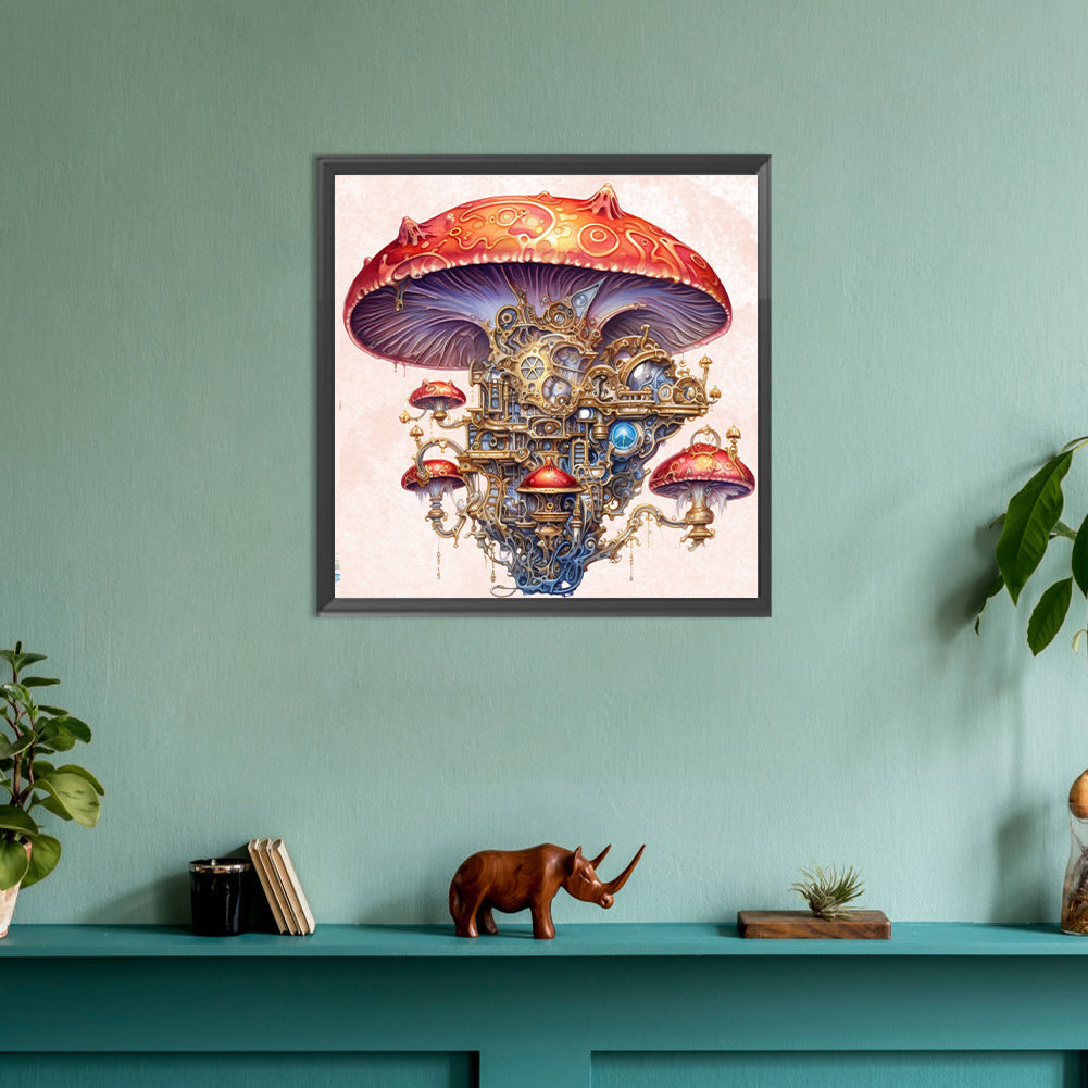 Steampunk Mushroom House - Full Round Drill Diamond Painting 30*30CM