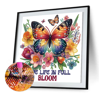 Butterfly Flowers Calligraphy And Painting - Special Shaped Drill Diamond Painting 30*30CM