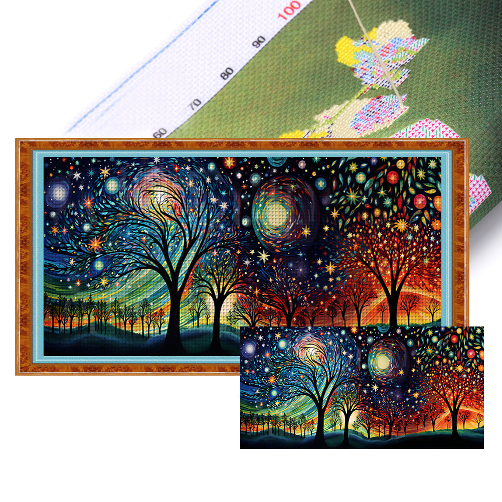 Starry Night - 11CT Stamped Cross Stitch 100*45CM