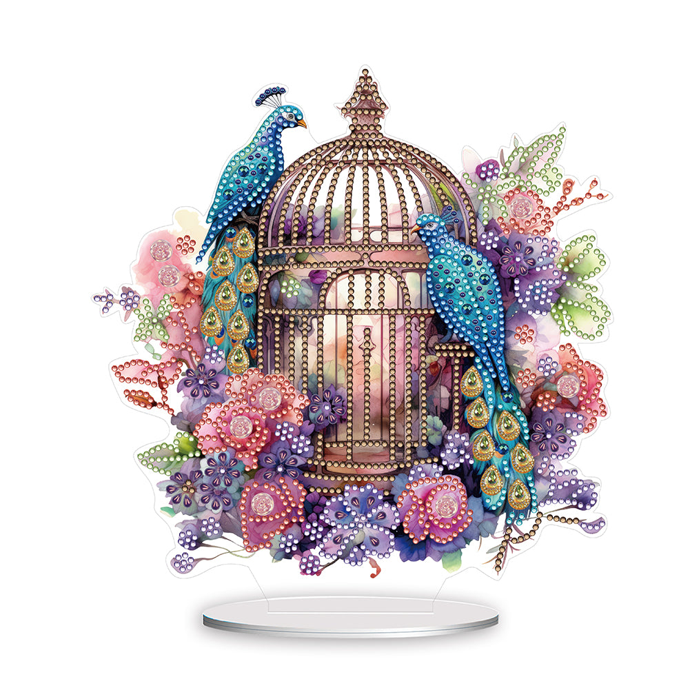 Peacock Cage Diamond Painting Desktop Decoration for Home Office Desktop Decor