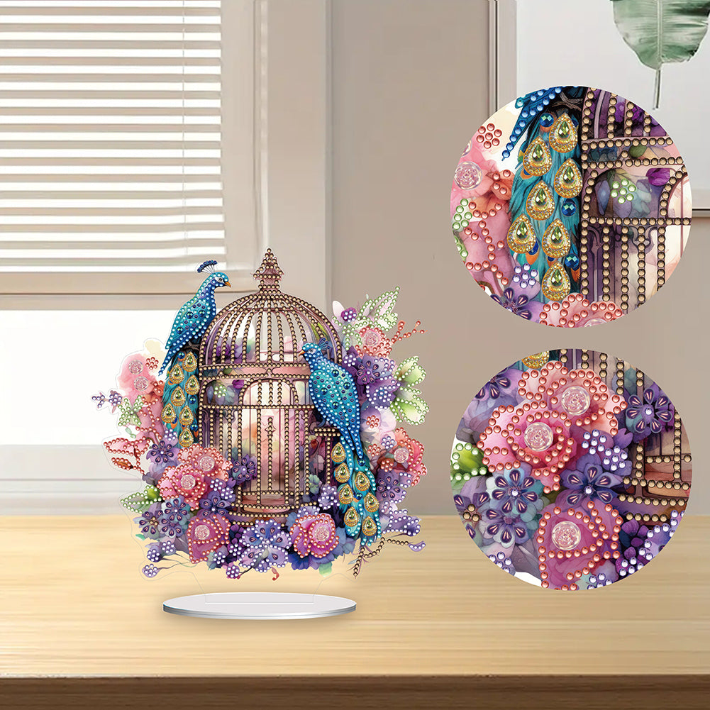 Peacock Cage Diamond Painting Desktop Decoration for Home Office Desktop Decor