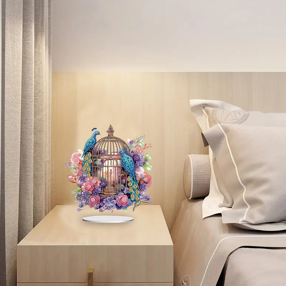 Peacock Cage Diamond Painting Desktop Decoration for Home Office Desktop Decor