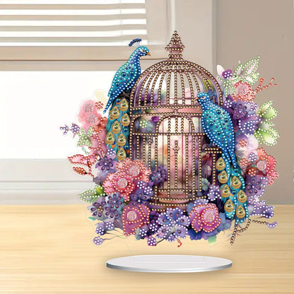Peacock Cage Diamond Painting Desktop Decoration for Home Office Desktop Decor