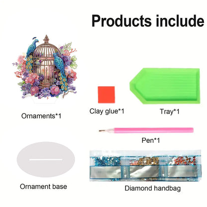 Peacock Cage Diamond Painting Desktop Decoration for Home Office Desktop Decor