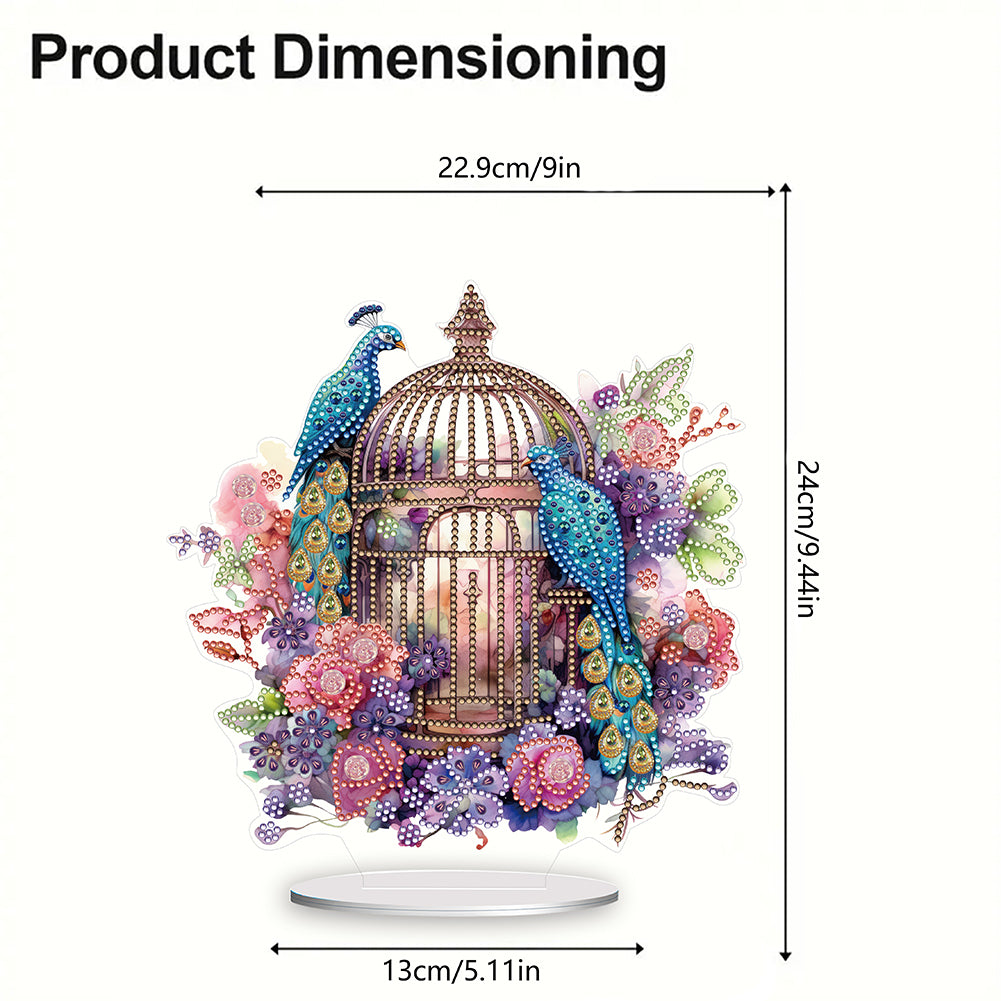 Peacock Cage Diamond Painting Desktop Decoration for Home Office Desktop Decor