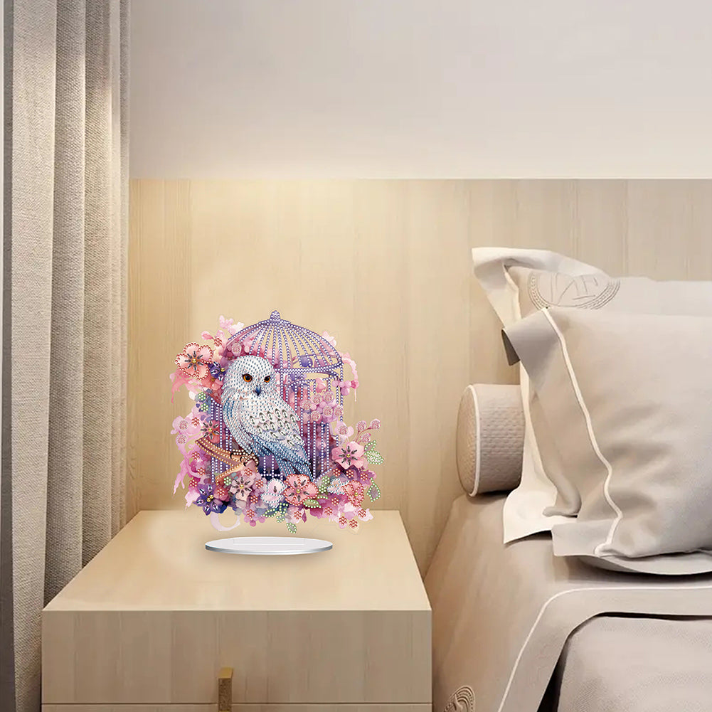 Owl Cage Diamond Painting Desktop Decoration for Home Office Desktop Decor