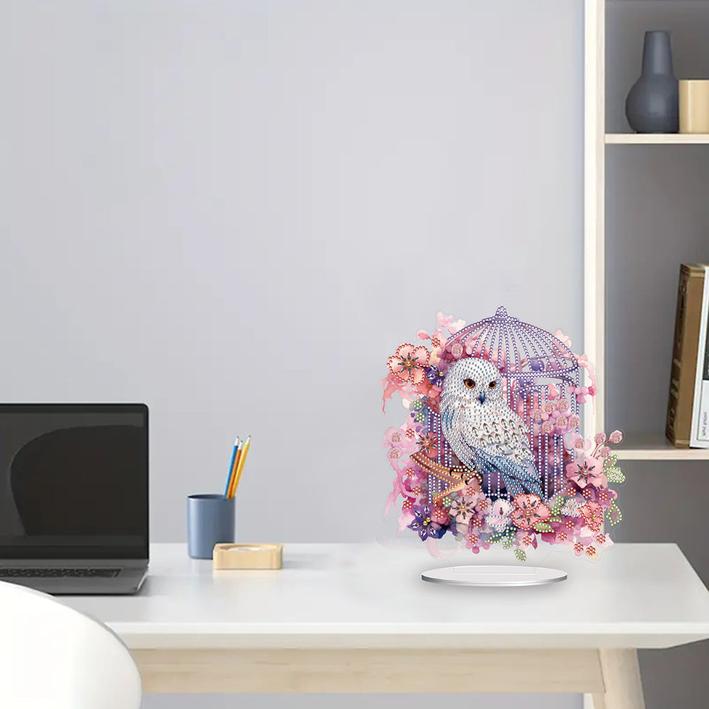 Owl Cage Diamond Painting Desktop Decoration for Home Office Desktop Decor