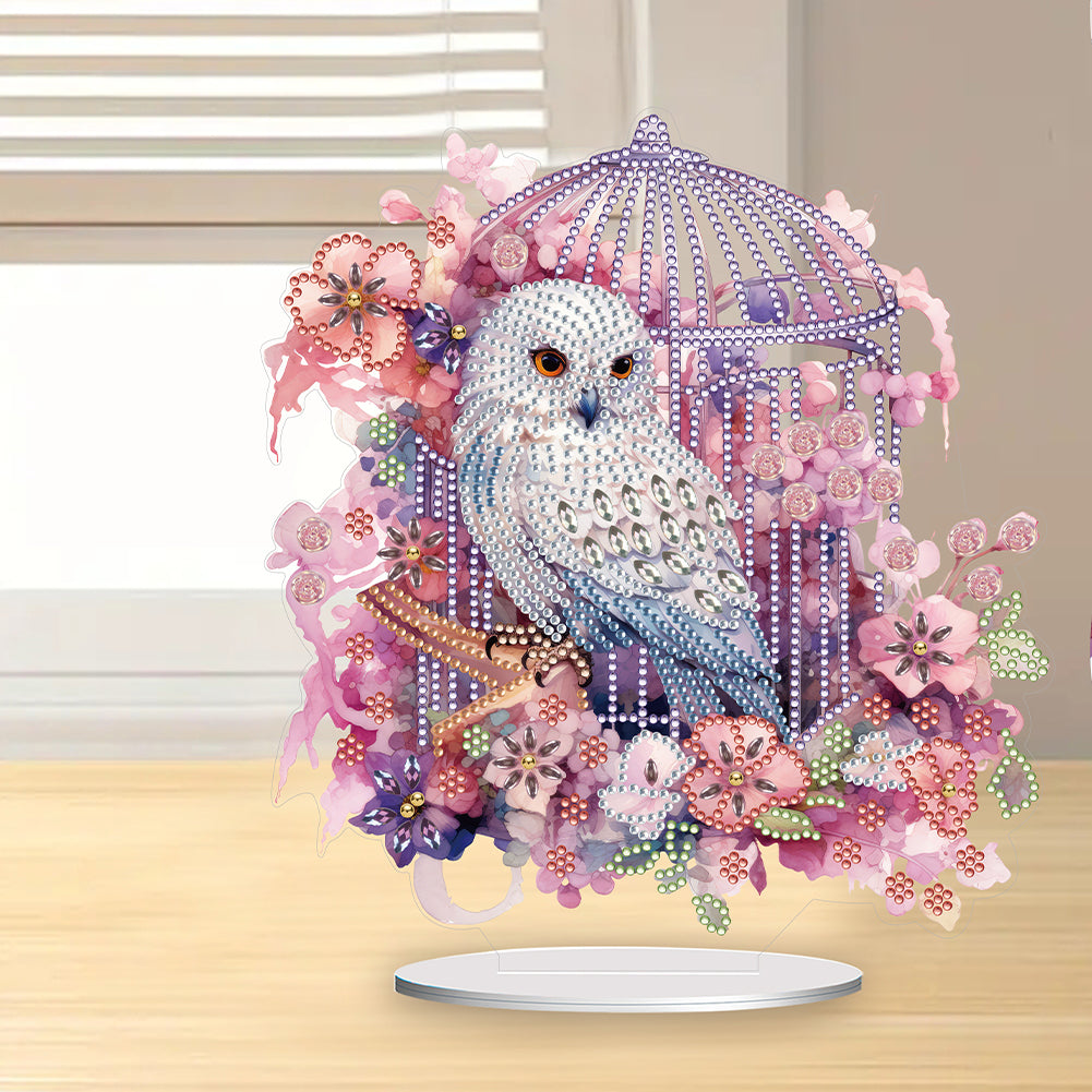 Owl Cage Diamond Painting Desktop Decoration for Home Office Desktop Decor