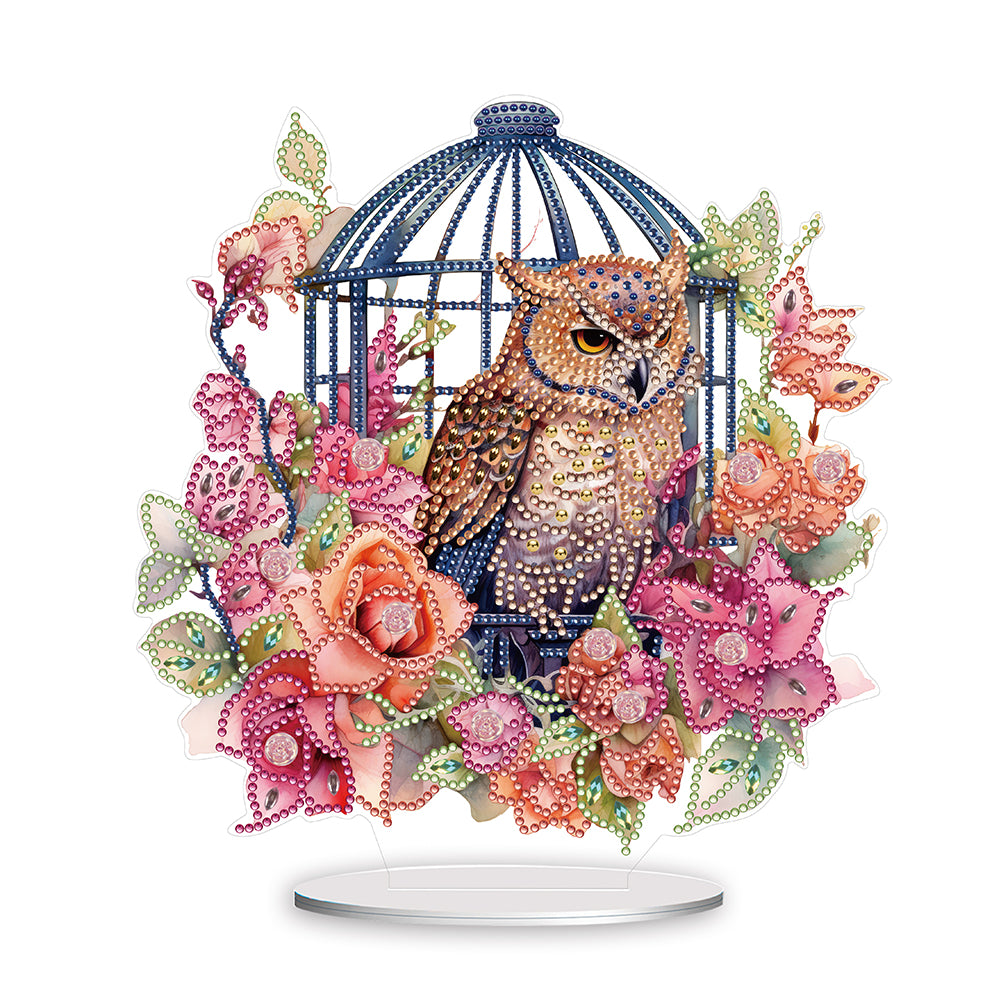 Owl Cage Diamond Painting Desktop Decoration for Home Office Desktop Decor