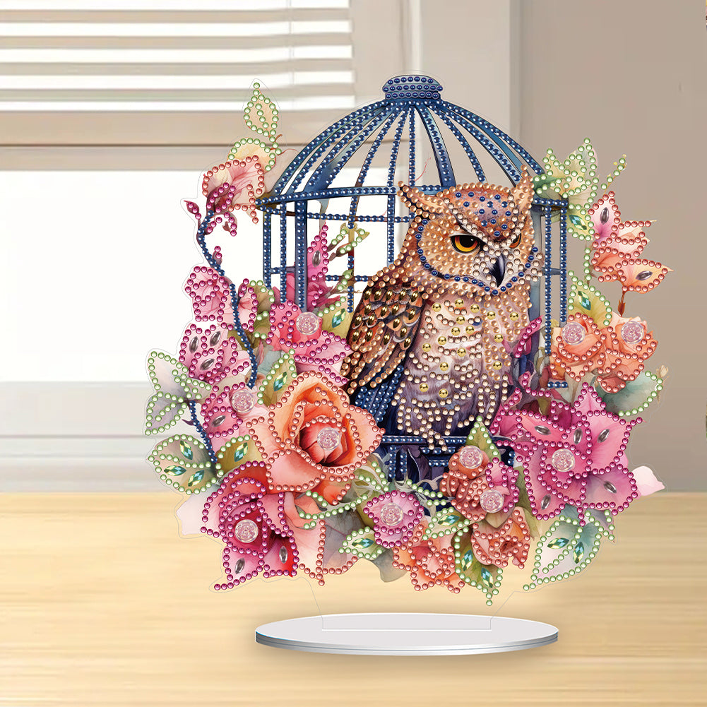 Owl Cage Diamond Painting Desktop Decoration for Home Office Desktop Decor