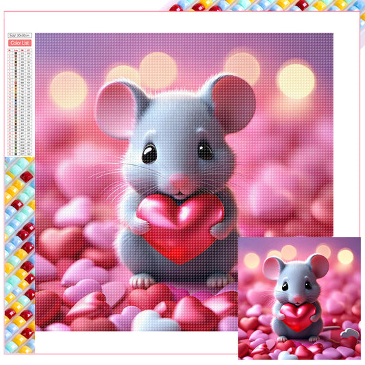 Caring Mouse - Full Square Drill Diamond Painting 30*30CM