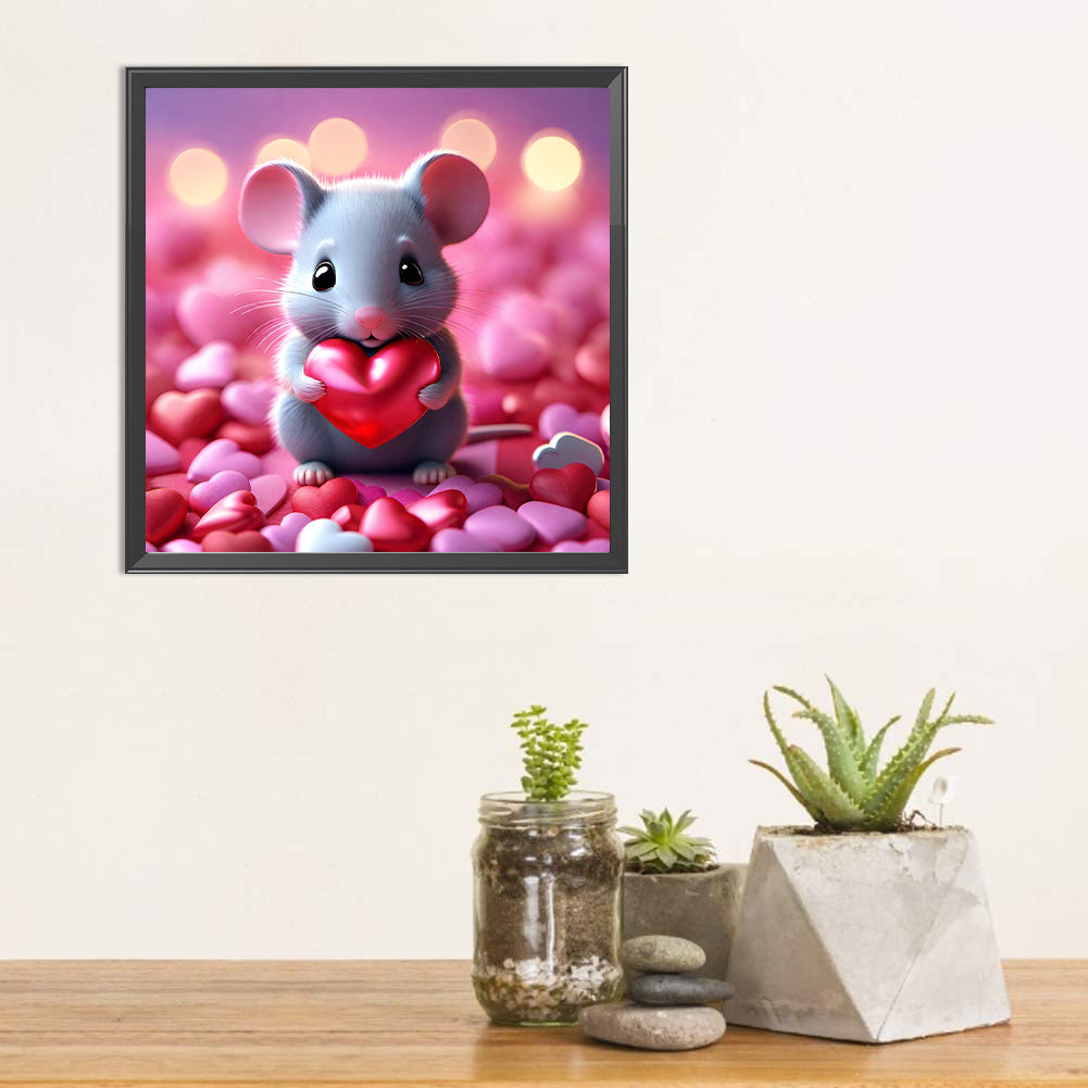 Caring Mouse - Full Square Drill Diamond Painting 30*30CM