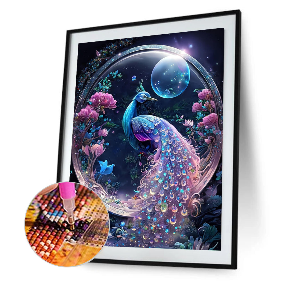 Peacock - Full Round Drill Diamond Painting 30*40CM