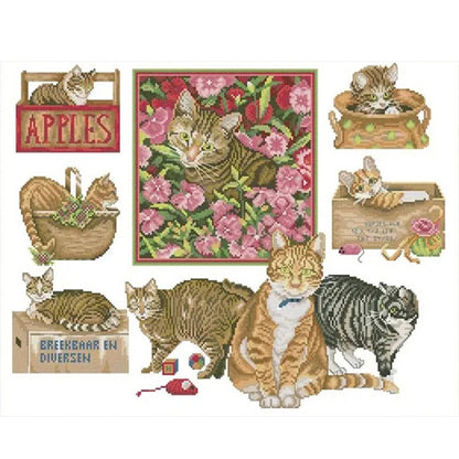 Cat - 14CT Stamped Cross Stitch 55*43CM(Joy Sunday)